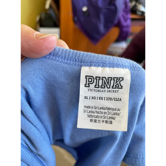 Women's PINK Victoria's Secret Blue Butterfly Ribbed Tank Top XL - Picture 2 of 2